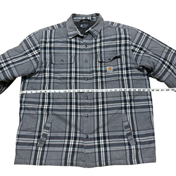 Carhartt Plaid Flannel Sherpa Lined Jacket Relaxed Fit Heavyweight Men Size XXL - Picture 4 of 9